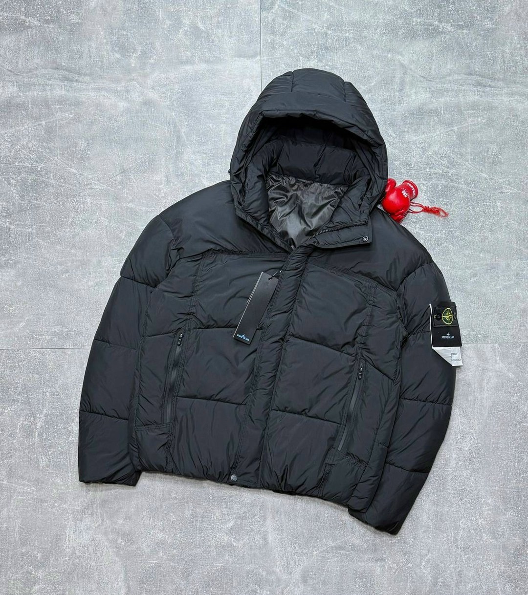 пуховик stone island,мужская куртка пуховик stone island,куртка стон айленд пуховик,пуховик stone island crinkle reps темно серый m,куртка пуховик stone island nylon metal