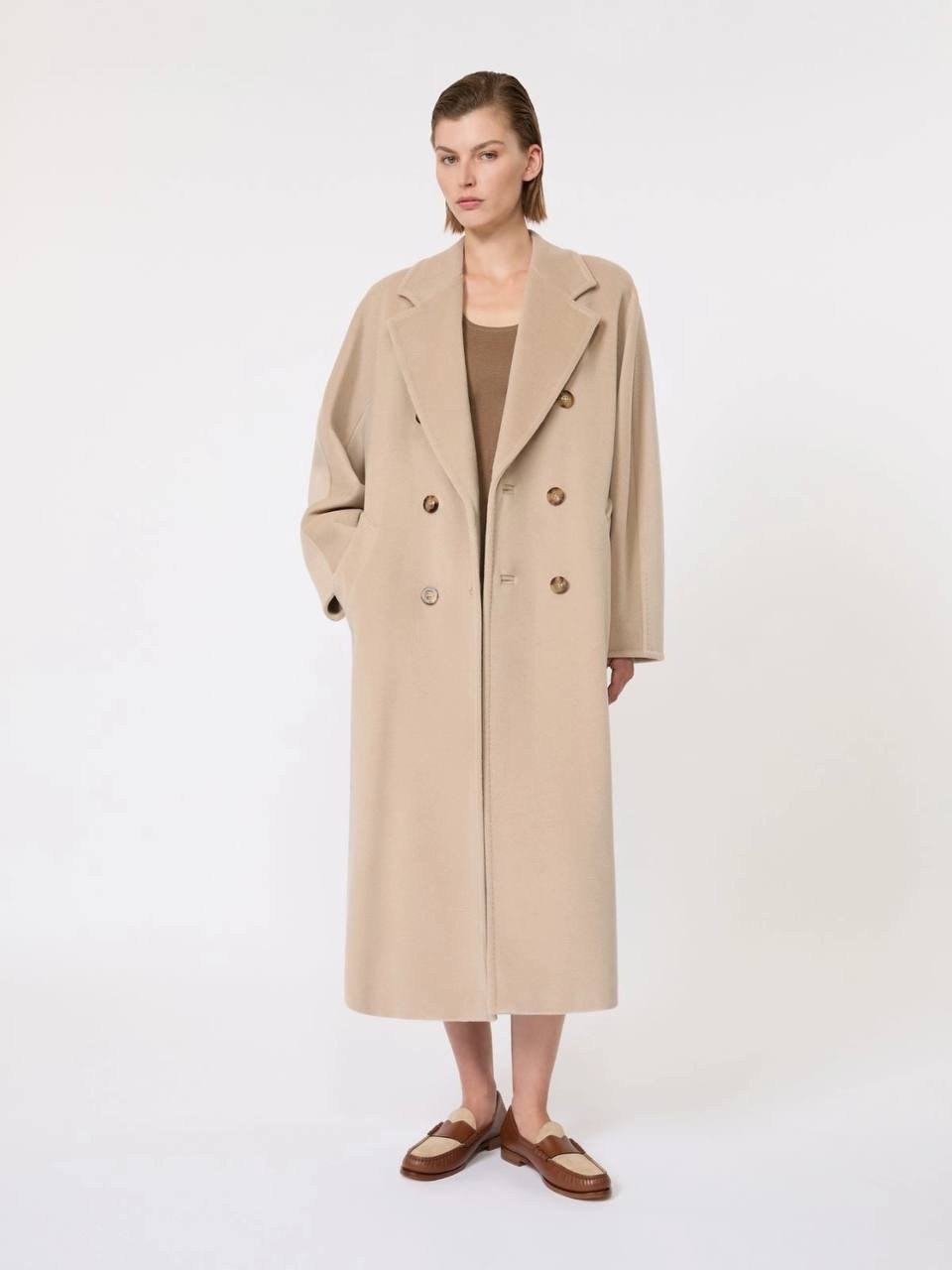 шерстяное пальто,пальто max mara,пальто для женщин,пальто оверсайз,бежевое пальто
