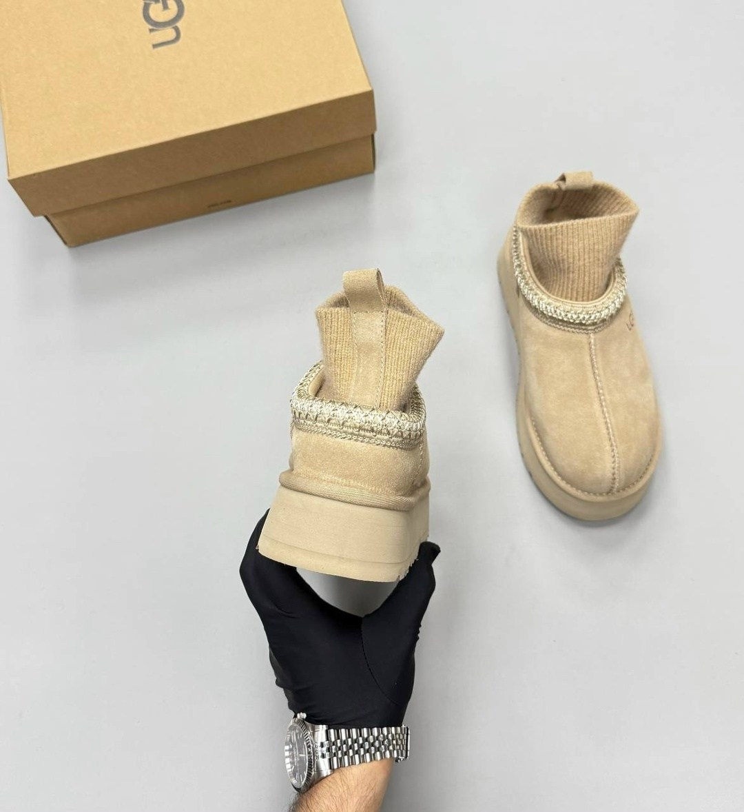 зимние угги ugg tazzette с трикотажной вставкой,женские угги,угги женские ugg,,угги зимние на платформе