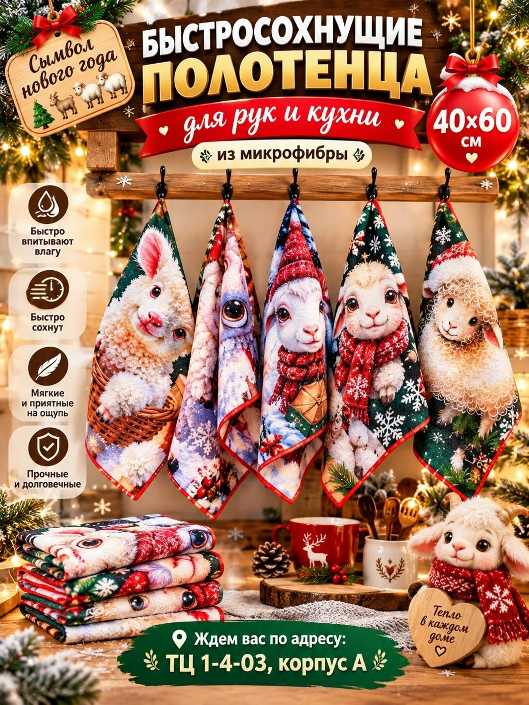 полотенца кухонные новогодние,полотенца кухонные набор,набор новогодних кухонных полотенец,полотенца кухонное из микрофибра,кухонное полотенце