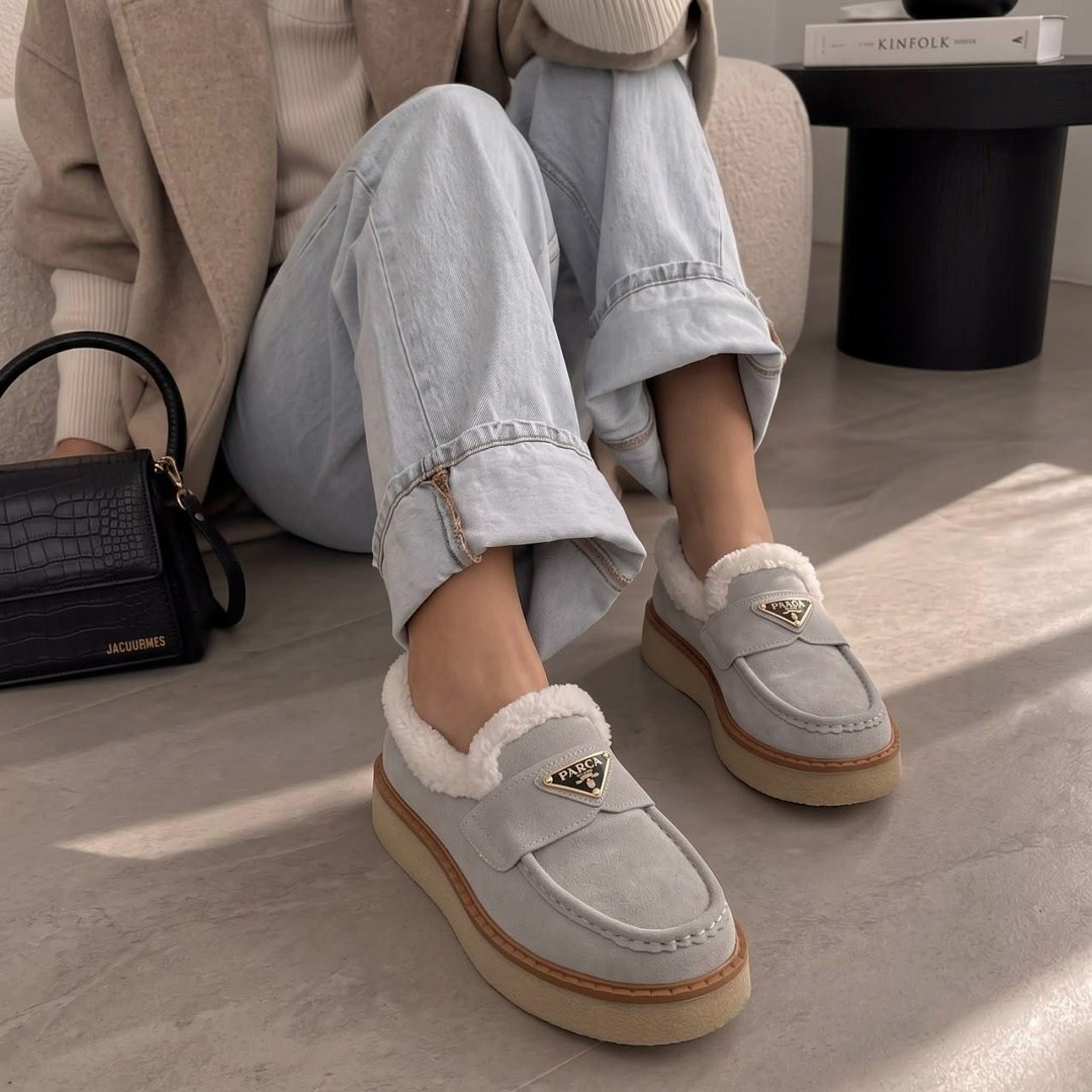 лоферы prada,лоферы с мехам,лоферы прада женские,,лоферы с мехом