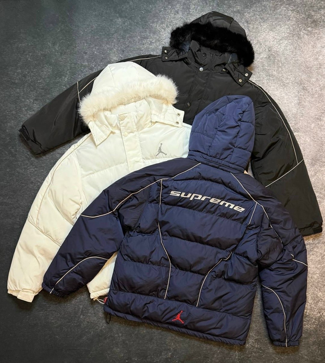 пуховик supreme x jordan,мужская зимняя куртка,пуховик джордан суприм,пуховик supreme x jordan collaboration синий,пуховик supreme x jordan puffer с рефлективными линиями