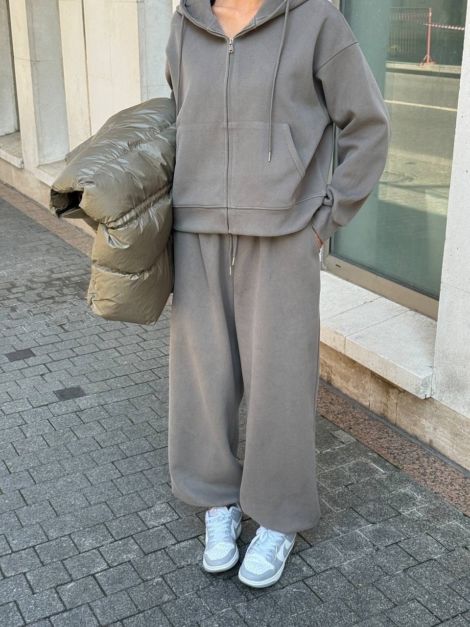 костюм спортивный,спортивный костюм zip худи + свободные брюки,костюм теплый,женский костюм,повседневный спортивный костюм