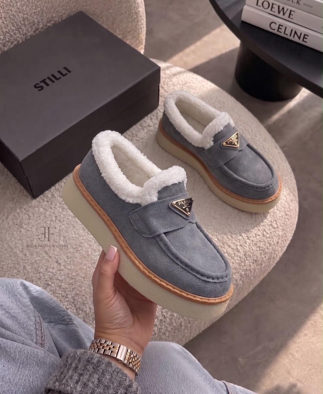 лоферы prada,лоферы с мехам,лоферы прада женские,,лоферы с мехом