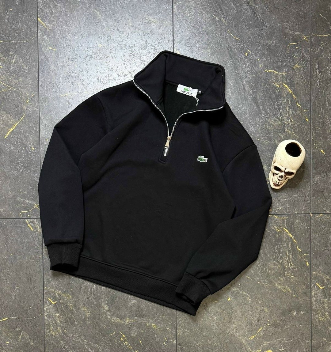 свитшот lacoste,lacoste толстовка с высоким воротником черный,свитшот с замком,толстовка lacoste,мужская кофта