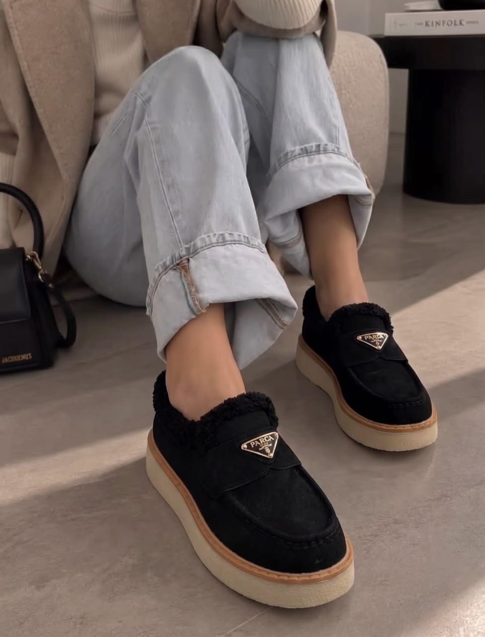 лоферы prada,лоферы с мехам,лоферы прада женские,,лоферы с мехом