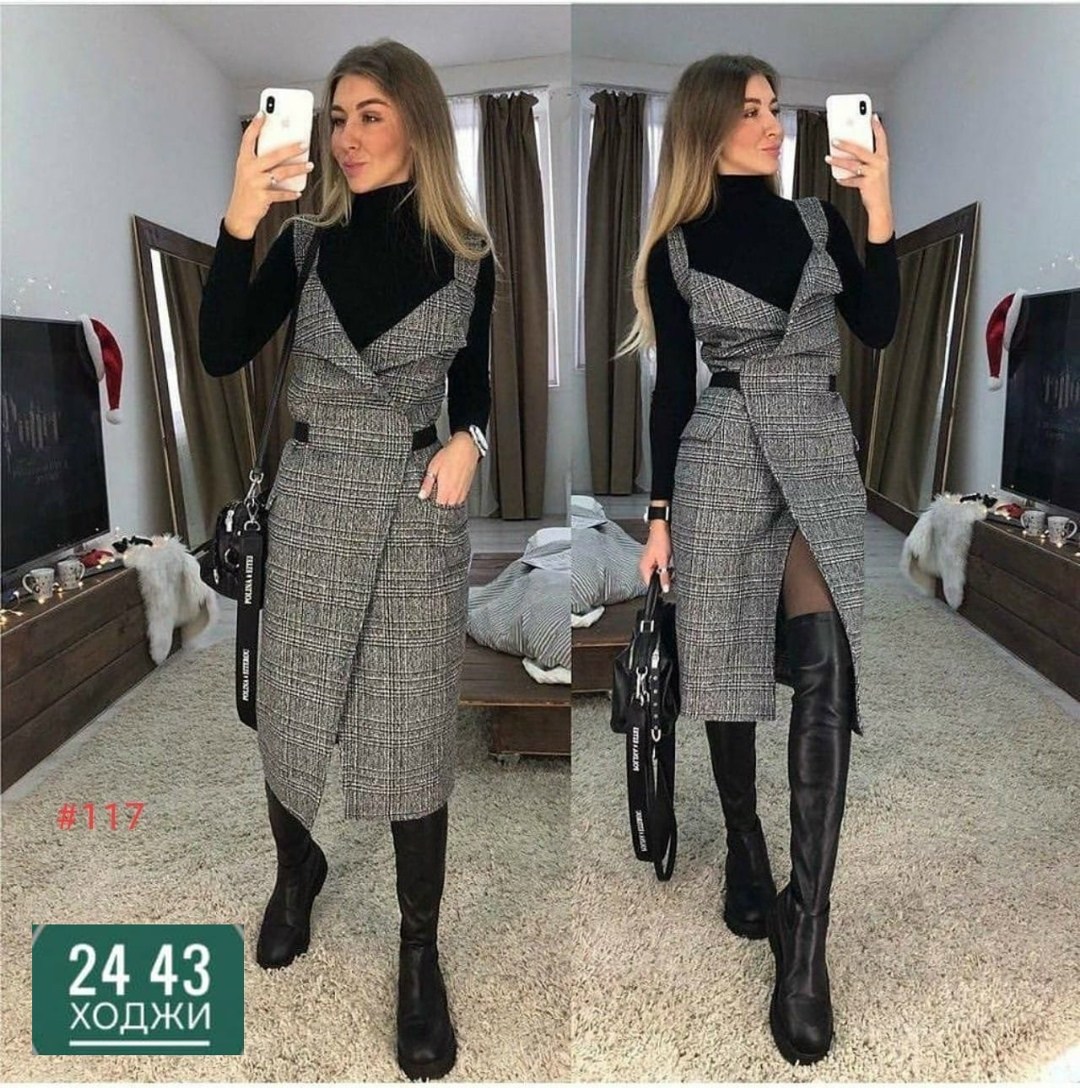 теплый сарафан,сарафан из твида,сарафан,модные сарафаны,сарафан женский