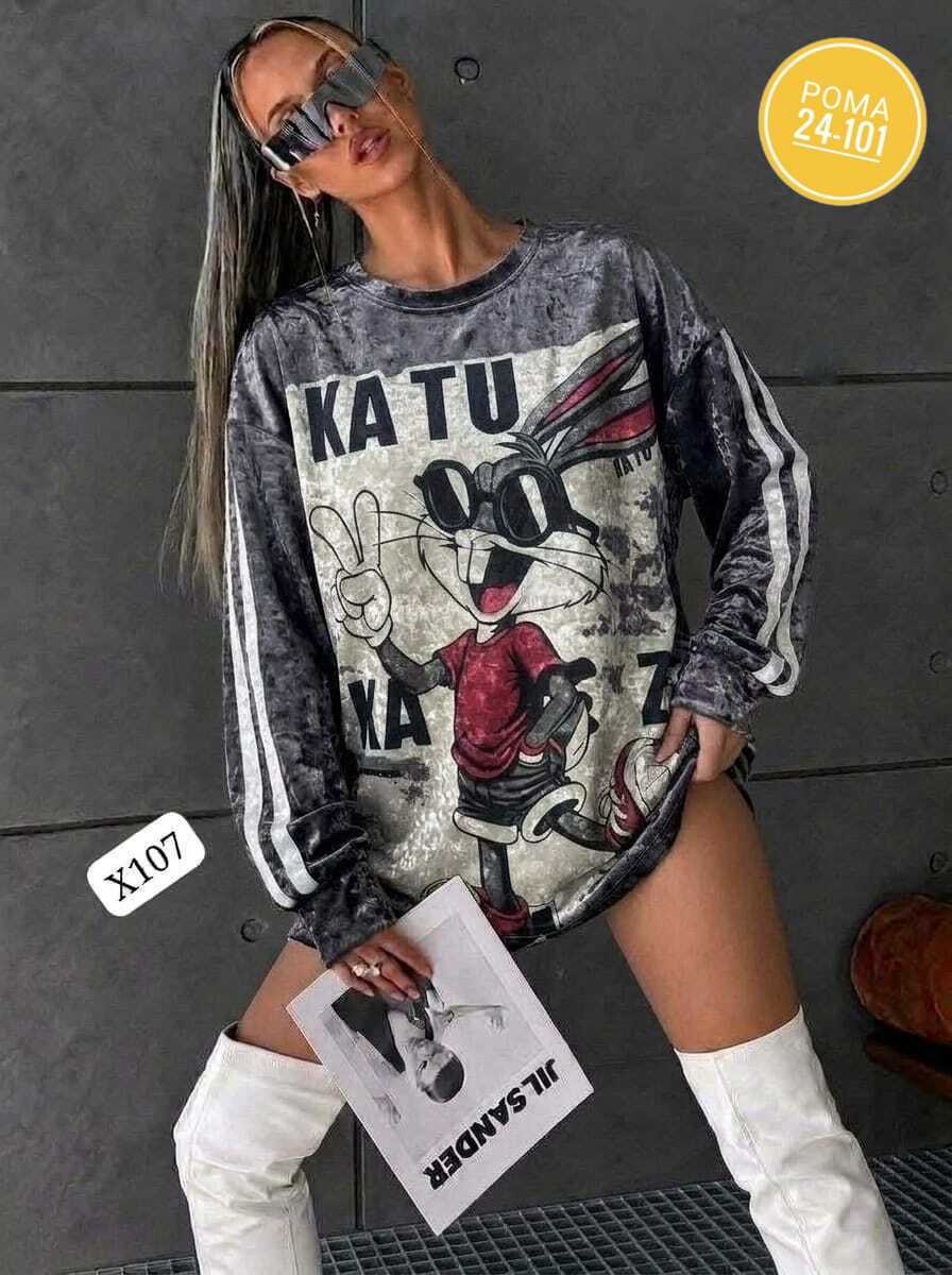 стильный свитшот,кофта свитшот,женская кофта,кофта-свитшот с изображением багз банни,