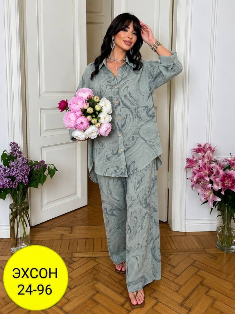 брючный женский костюм,костюм женский,костюм брючный деловой двойка оверсайз с рубашкой by sonvalery,костюм для женщин,костюм из штапеля на лето брючный