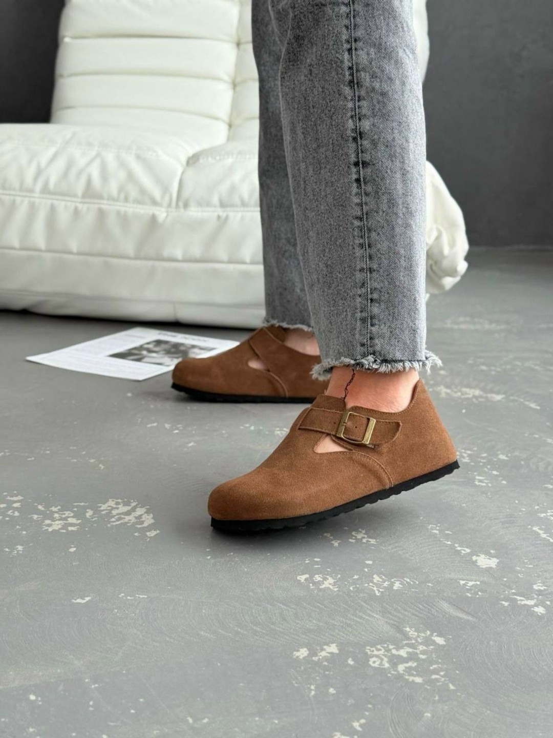,сабо замшевые закрытые биркинштоки birkenstock, женская,женские мокасины, повседневные