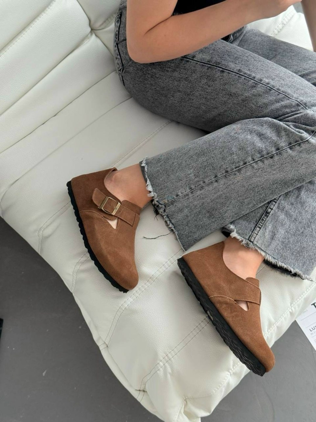 ,сабо замшевые закрытые биркинштоки birkenstock, женская,женские мокасины, повседневные