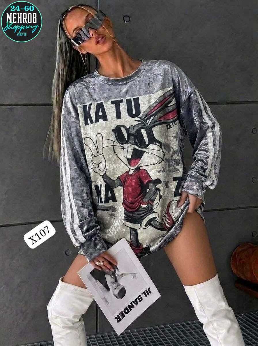стильный свитшот,женская кофта,кофта-свитшот с изображением багз банни,кофта свитшот