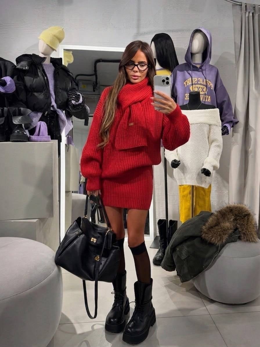костюм платье и свитер теплый anh's store,свитер оверсайз,вязаные платья,белый свитер оверсайз,свитер оверсайз удлиненный