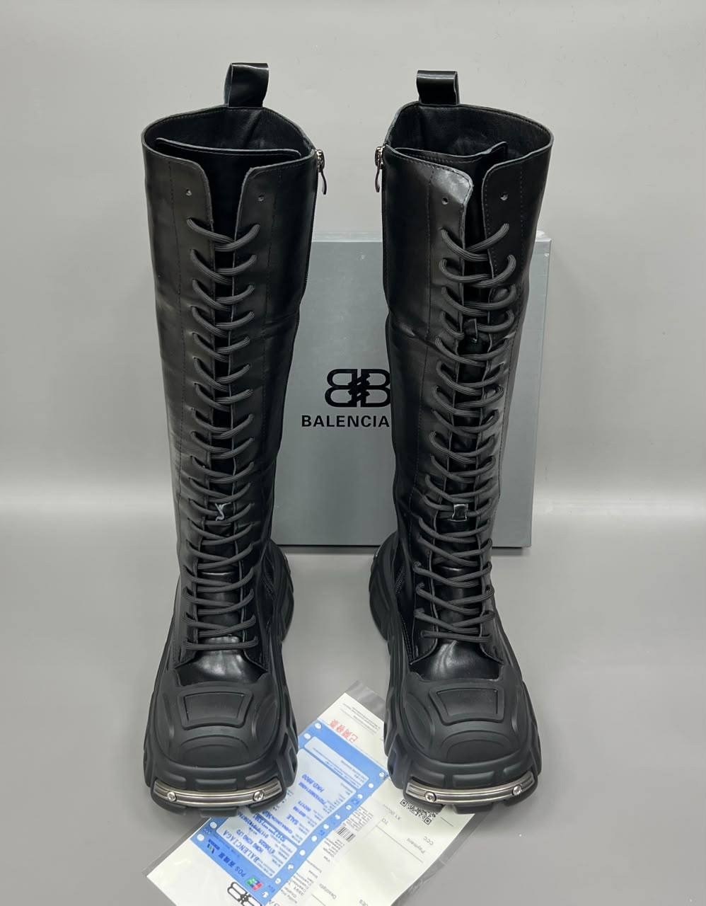 сапоги balenciaga,,ботинки balenciaga,balenciaga женские кожаные сапоги на шнуровке чёрного цвета,высокие сапоги