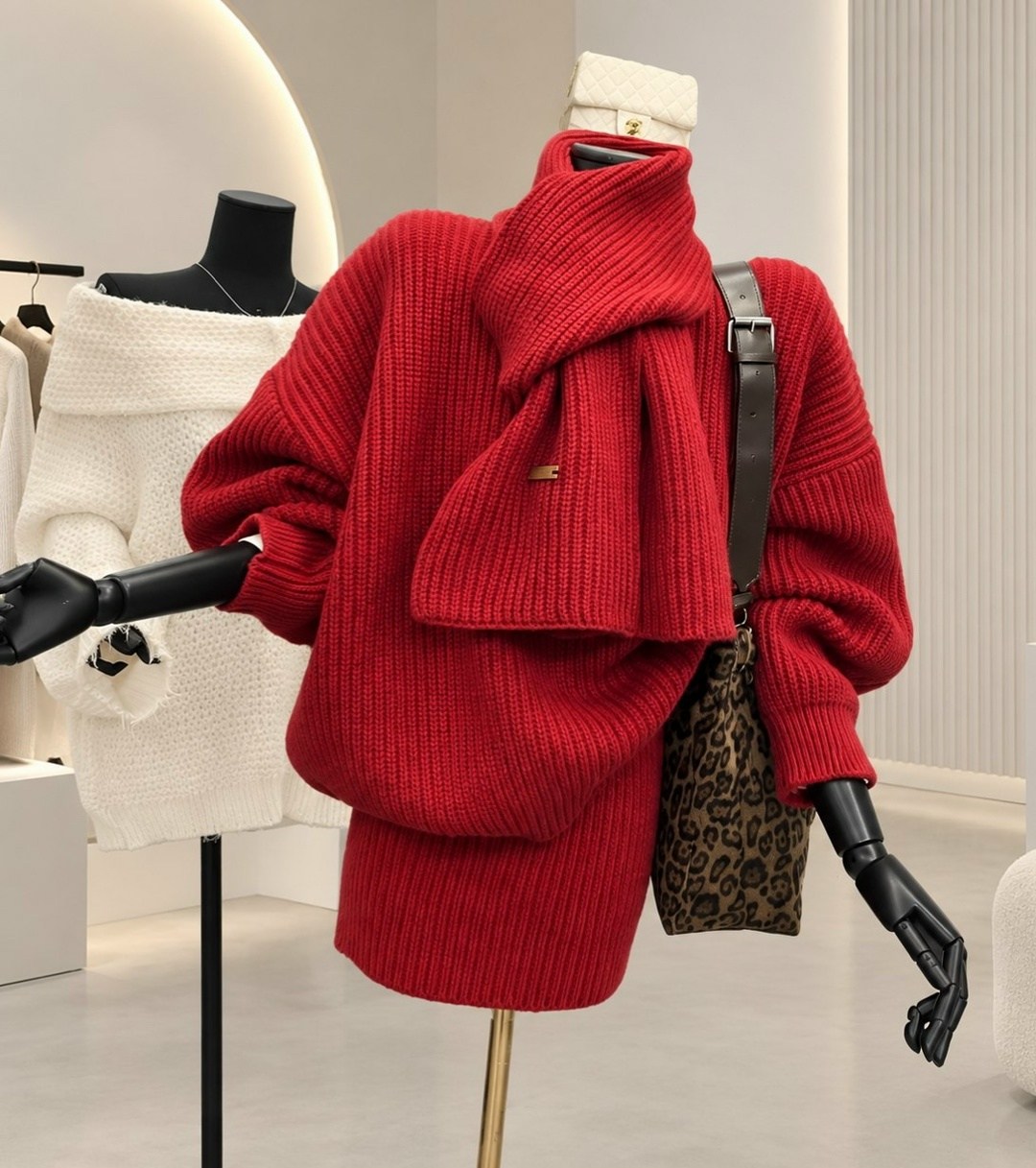 костюм платье и свитер теплый anh's store,свитер оверсайз,вязаные платья,белый свитер оверсайз,свитер оверсайз удлиненный