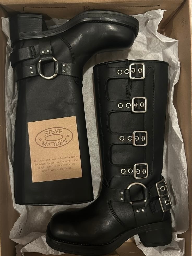 ,боевые кожаные сапоги steve madden черный,biker boots,байкерские сапоги,женские сапоги