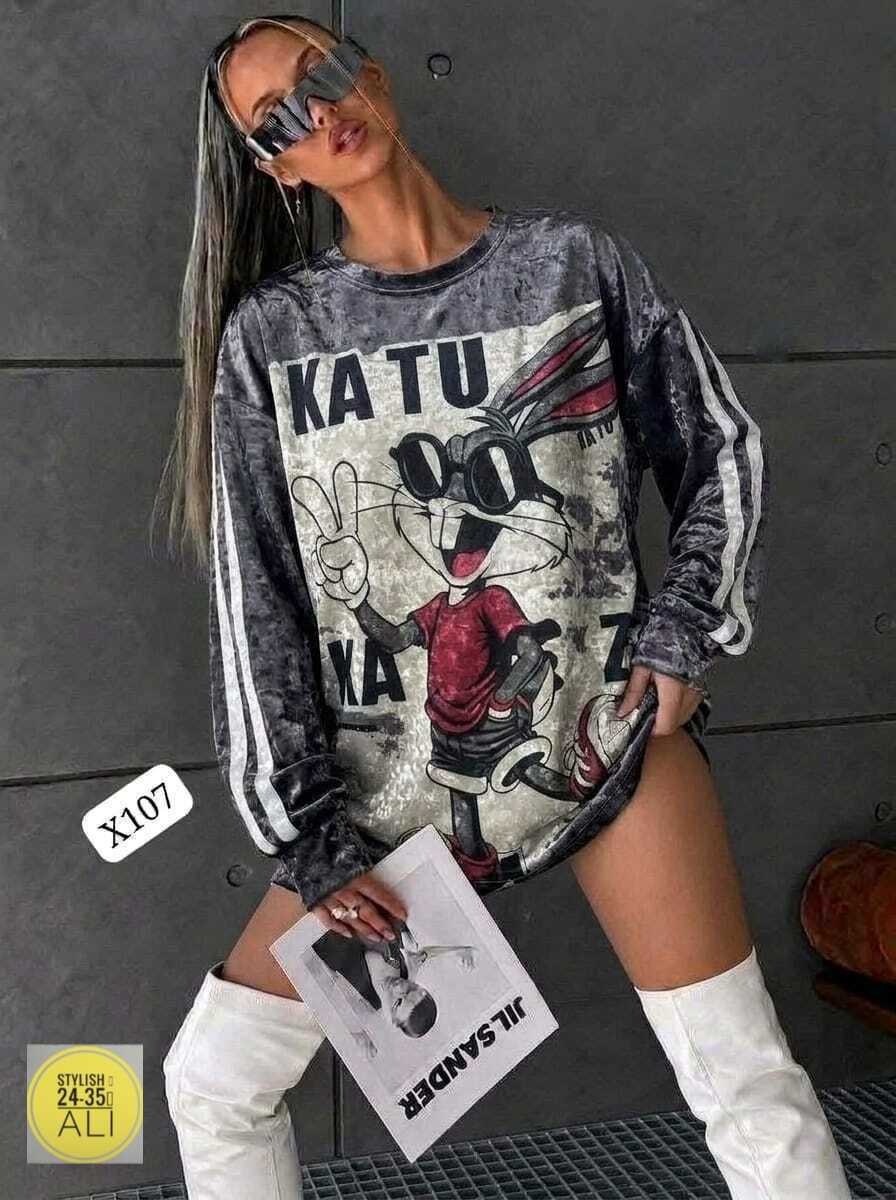 стильный свитшот,кофта свитшот,женская кофта,кофта-свитшот с изображением багз банни,