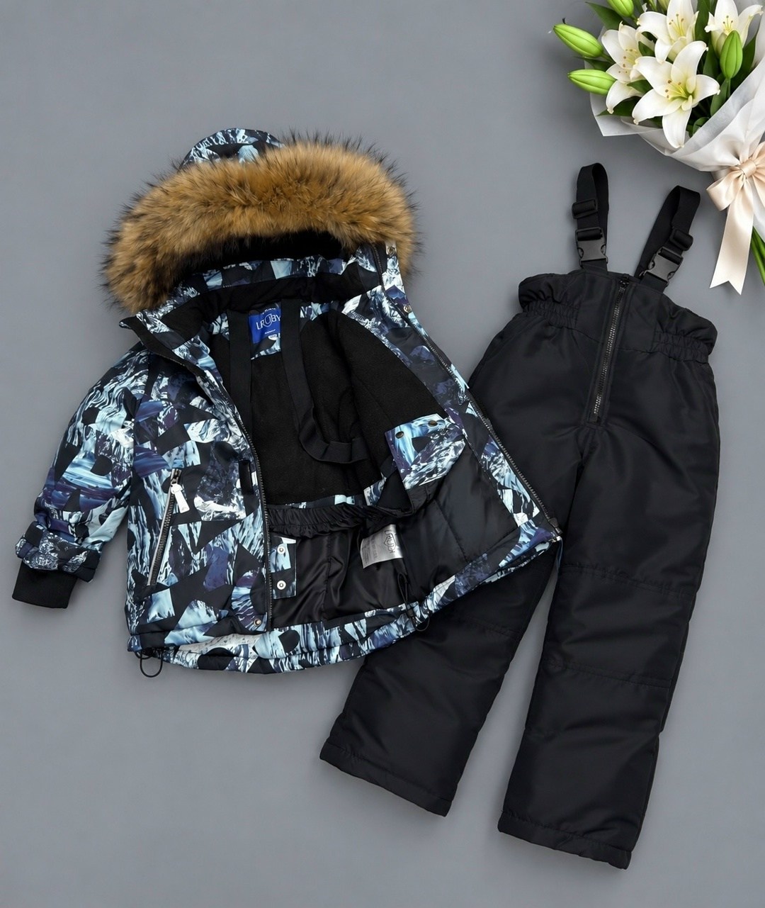 комплект зимний huppa winter 41480030-32248 (серый, голубой, черный),комплект верхней одежды мальчики huppa зима размер 116 серый,зимний костюм для мальчика теплый детский мембрана nikastyle,зимний ко
