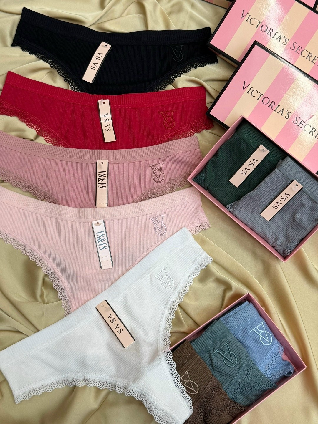 трусы набор хлопок victoria's secret,комплект трусов женские,комплект трусов,комплект трусов стринг,набор трусов