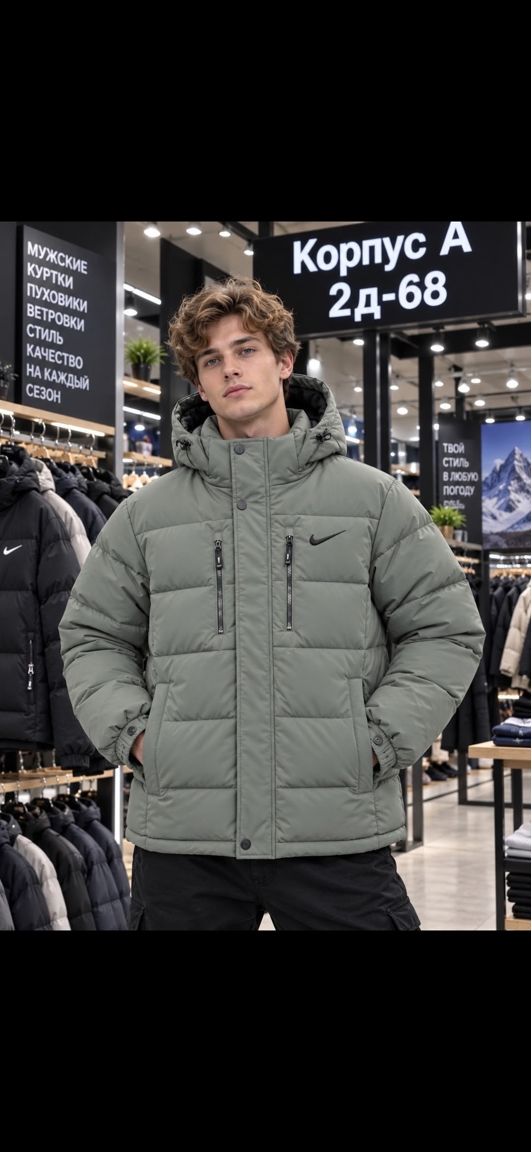 пуховик мужской nike,куртка мужская зимняя пуховик,куртка зимняя nike,зеленая куртка найк мужская зимняя,пуховик nike