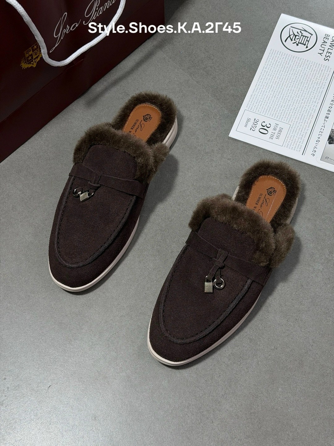 ,женские лоферы loro piana,лоферы loro piana,мюли с мехом,женская