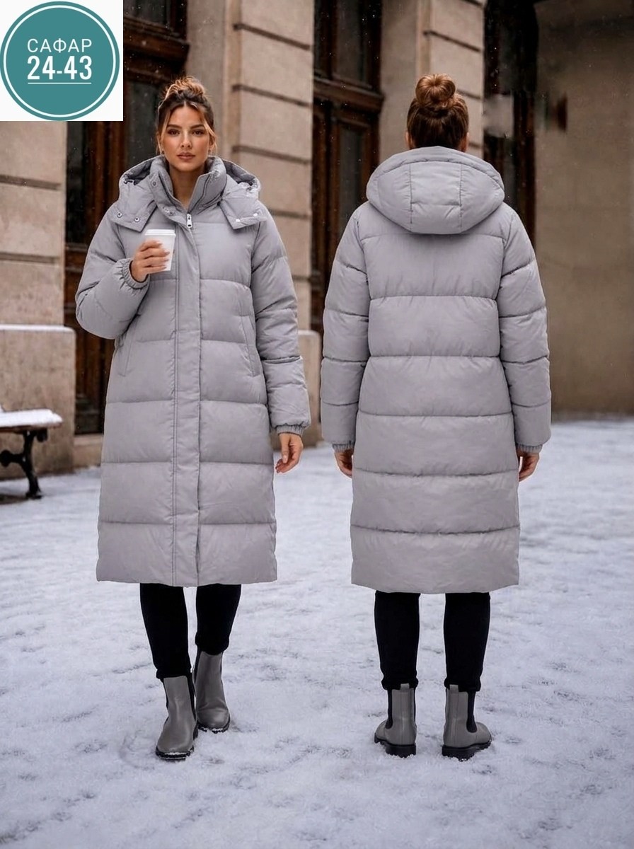 пальто пуховик удлиненный стеганый с капюшоном twin tip,куртка женская зимняя с капюшоном, удлиненная, оверсайз, размер onesize, серый,пуховик удлиненный стеганый с капюшоном twin tip 37643019,пальто