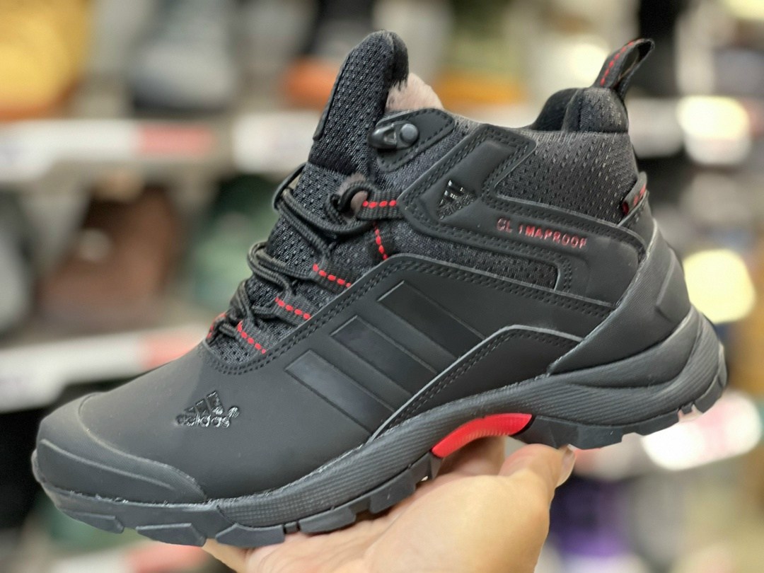 кроссовки adidas climaproof зимние черные,кроссовки зимние adidas climaproof,кроссовки adidas зимние,кроссовки adidas climaproof,adidas climaproof hight all black/red (с мехом) мужские