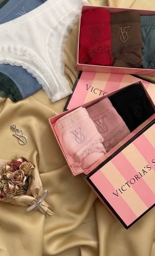 трусы набор хлопок victoria's secret,комплект трусов женские,комплект трусов,комплект трусов стринг,набор трусов