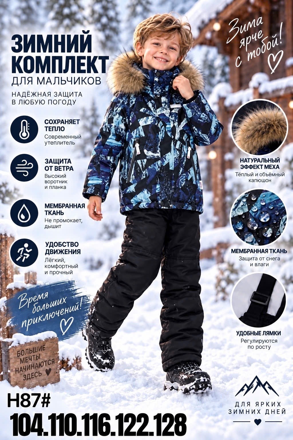 комплект зимний huppa winter 41480030-32248 (серый, голубой, черный),комплект верхней одежды мальчики huppa зима размер 116 серый,зимний костюм для мальчика теплый детский мембрана nikastyle,зимний ко