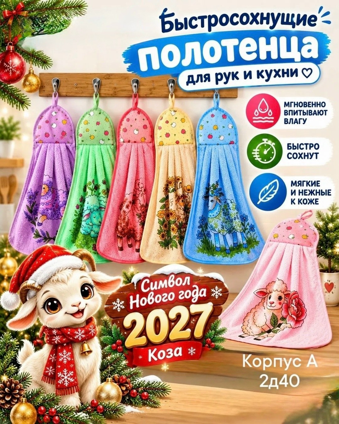новогодние полотенца кухонные,набор новогодних полотенец,полотенца кухонные набор новогодние с символом,новогоднее полотенце из микрофибры,полотенце кухонное из микрофибры подарок