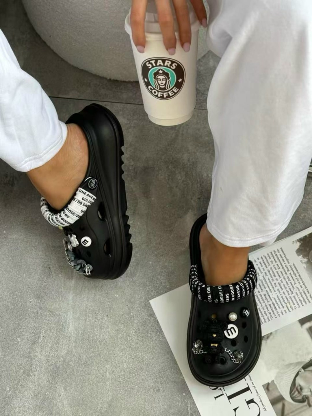 , летняя,босоножки эко,черные кроксы с джибитсами, женская