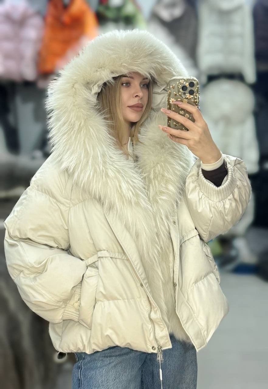 короткий пуховик,пуховик,куртка зимняя женская,женский пуховик,пуховик с натуральным мехом