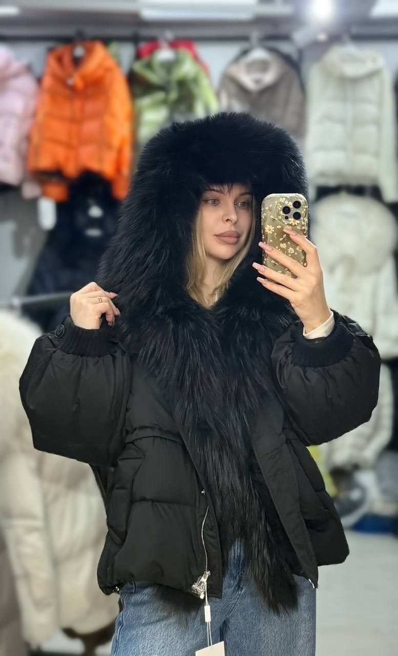 короткий пуховик,пуховик,куртка зимняя женская,женский пуховик,пуховик с натуральным мехом