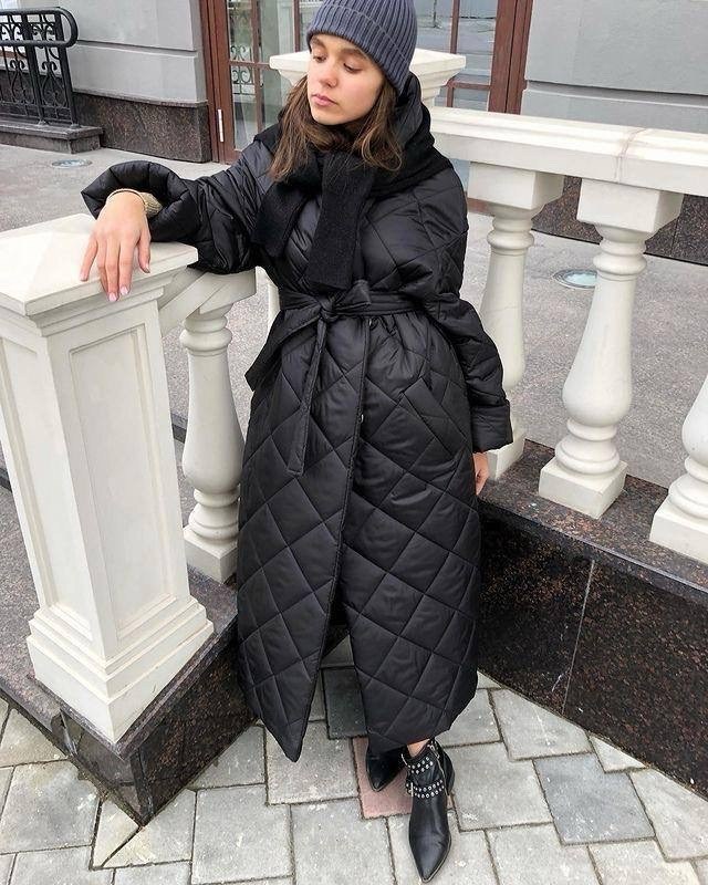 стеганое пальто,пальто стеганое женское,стеганое пальто с капюшоном,пуховик пальто,черное стеганое пальто