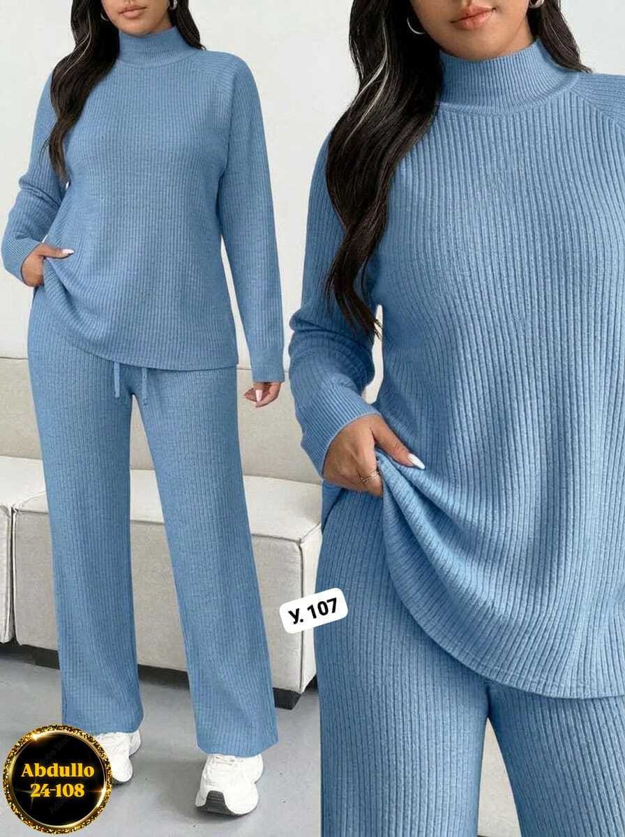 вязаный костюм с брюками siti teks 548671891,костюм лапша женский,брючный костюм,костюм трикотажный,костюм трикотажный oversize kotam