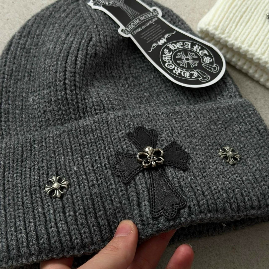 шапка chrome hearts,модная шапка,шапка хром хартс,шапка бини,вязаная шапка