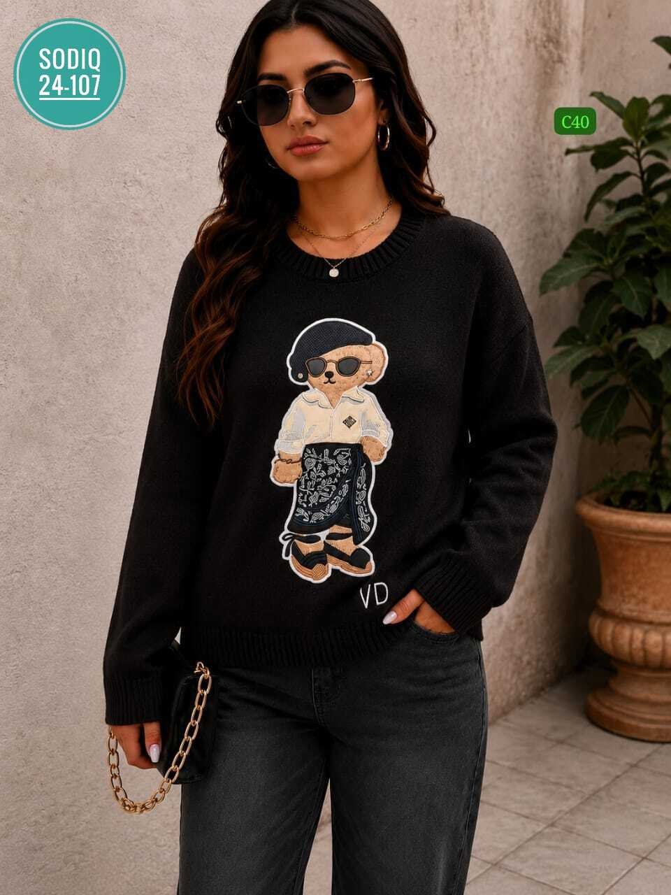 свитер с мишкой,свитер,свитера вязаные,вязаные свитера женские,джемпера женские