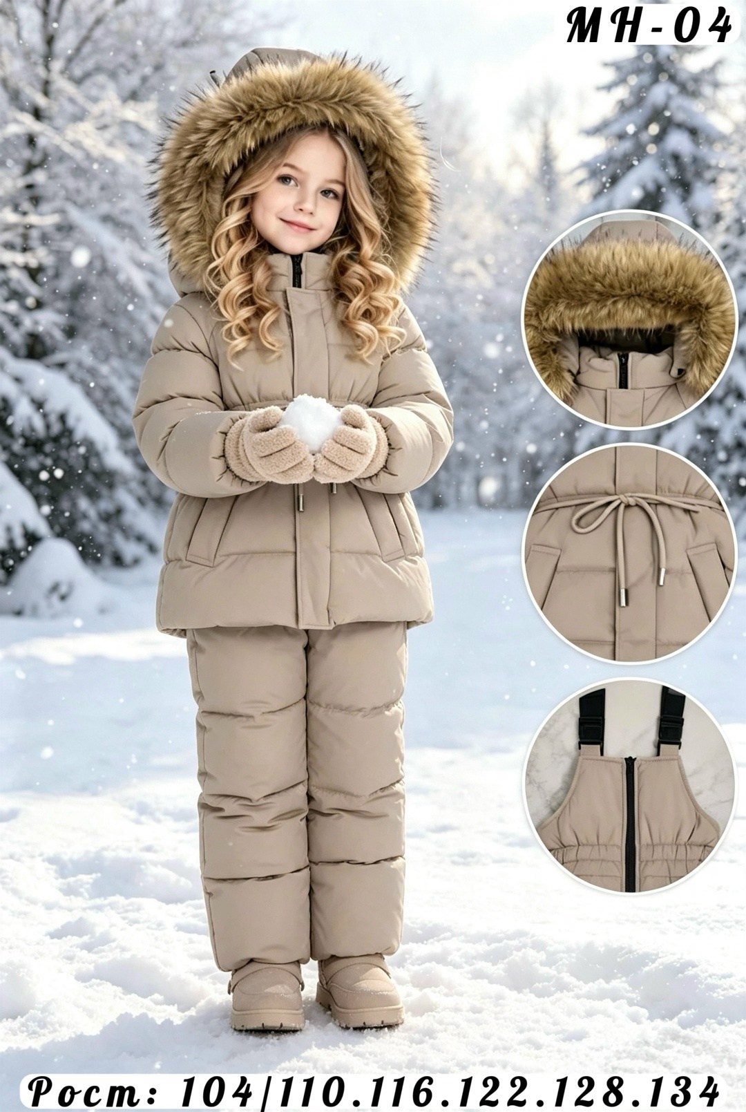 комплект пуховый siberian fox chestnut для девочки,комплект верхней одежды siberian fox,детские зимние костюмы,зимний костюм arctiline,зимний костюм для девочек