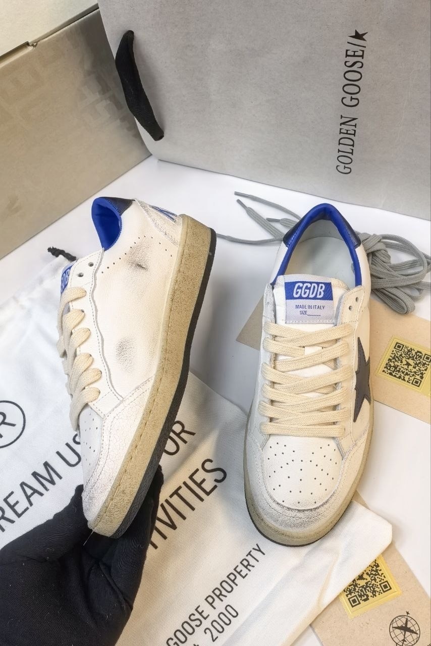 кроссовки golden goose,golden goose ball star,кроссовки golden goose ball star,,бело-синие кроссовки ball star golden goose
