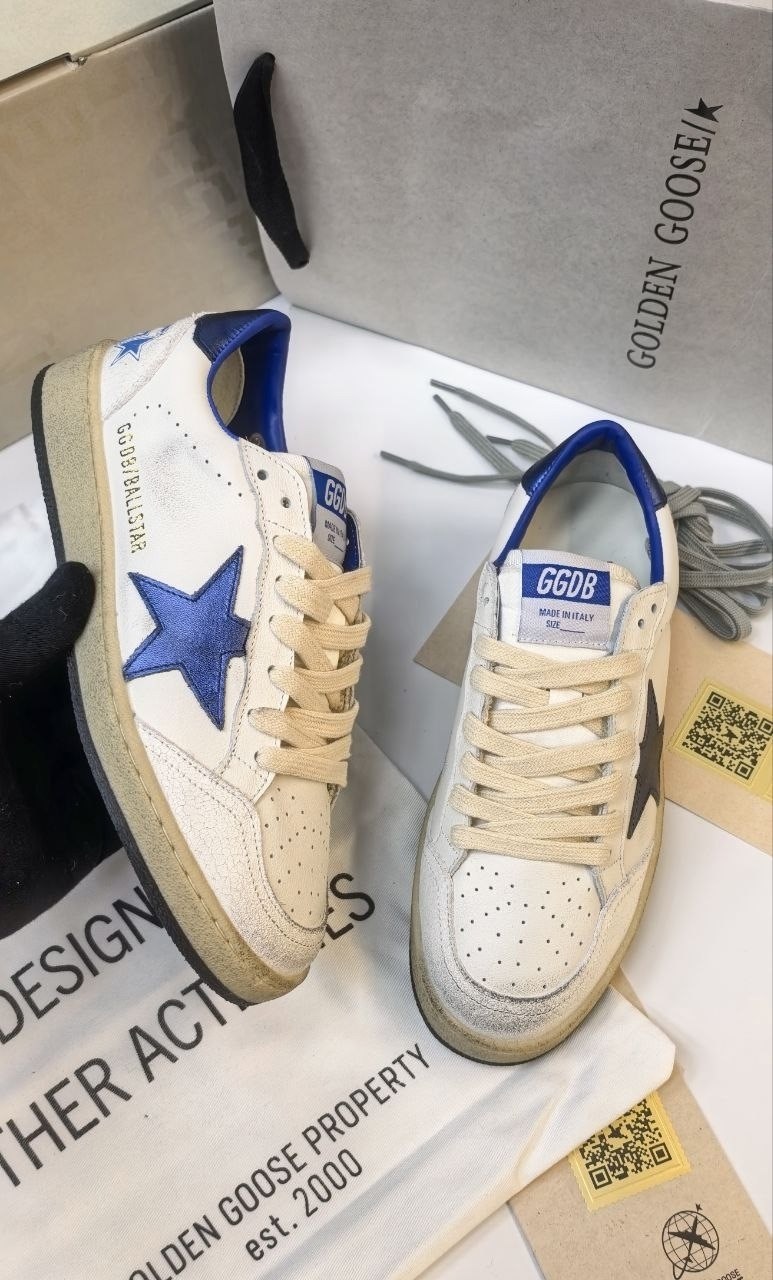 кроссовки golden goose,golden goose ball star,кроссовки golden goose ball star,,бело-синие кроссовки ball star golden goose