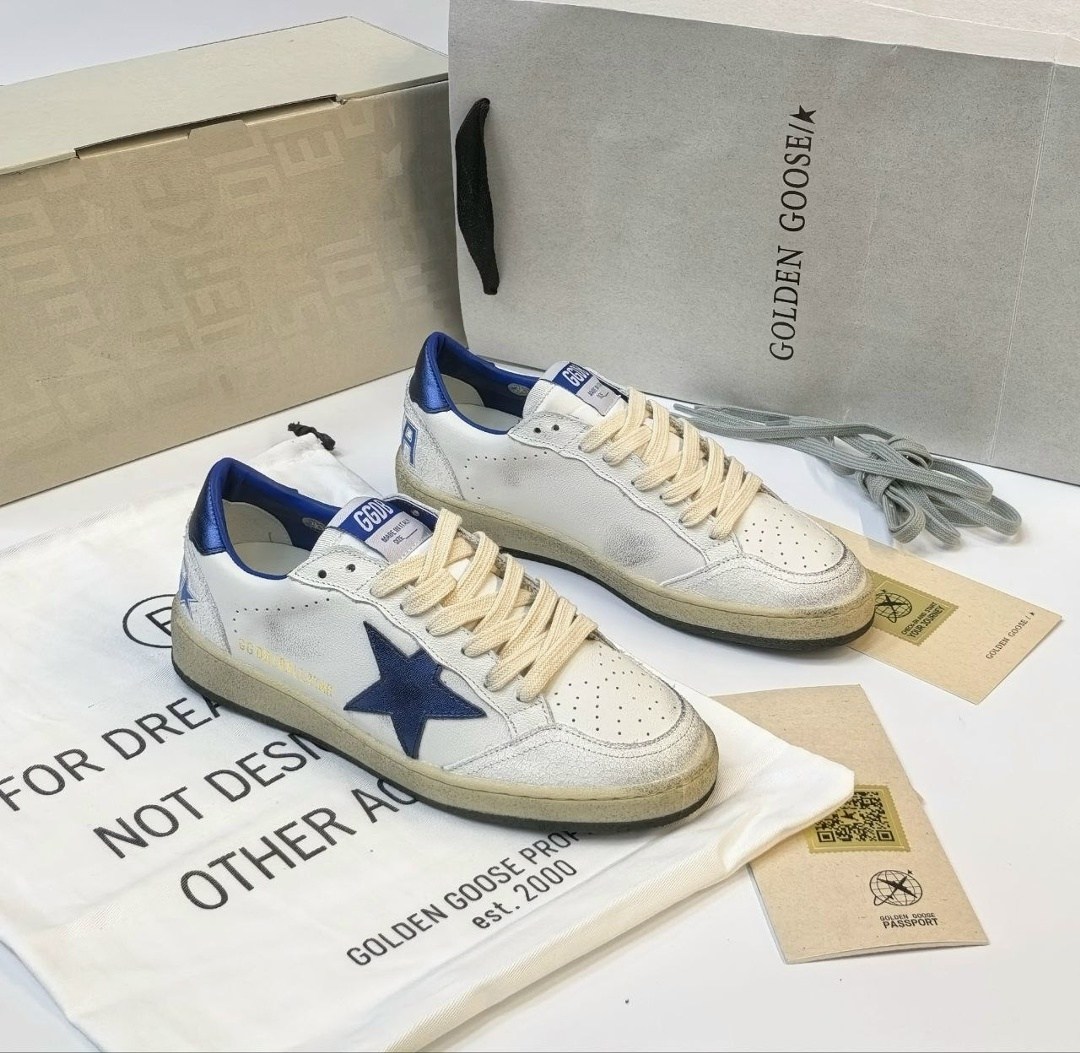 кроссовки golden goose,golden goose ball star,кроссовки golden goose ball star,,бело-синие кроссовки ball star golden goose