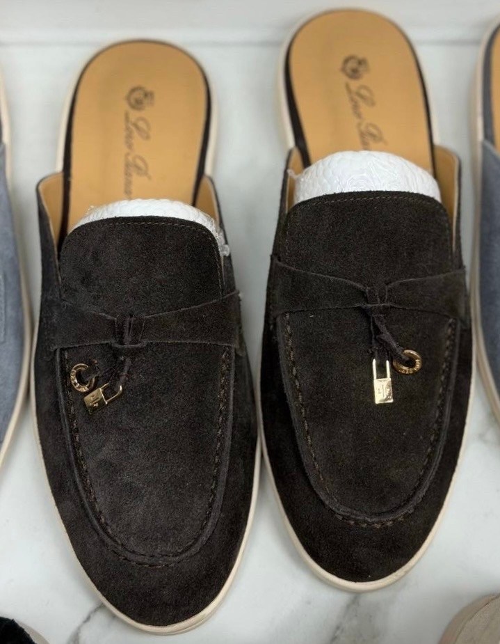 мюли loro piana,женские замшевые мюли loro piana голубые,мюли лоро пиано женские,,мюли лоро пиано