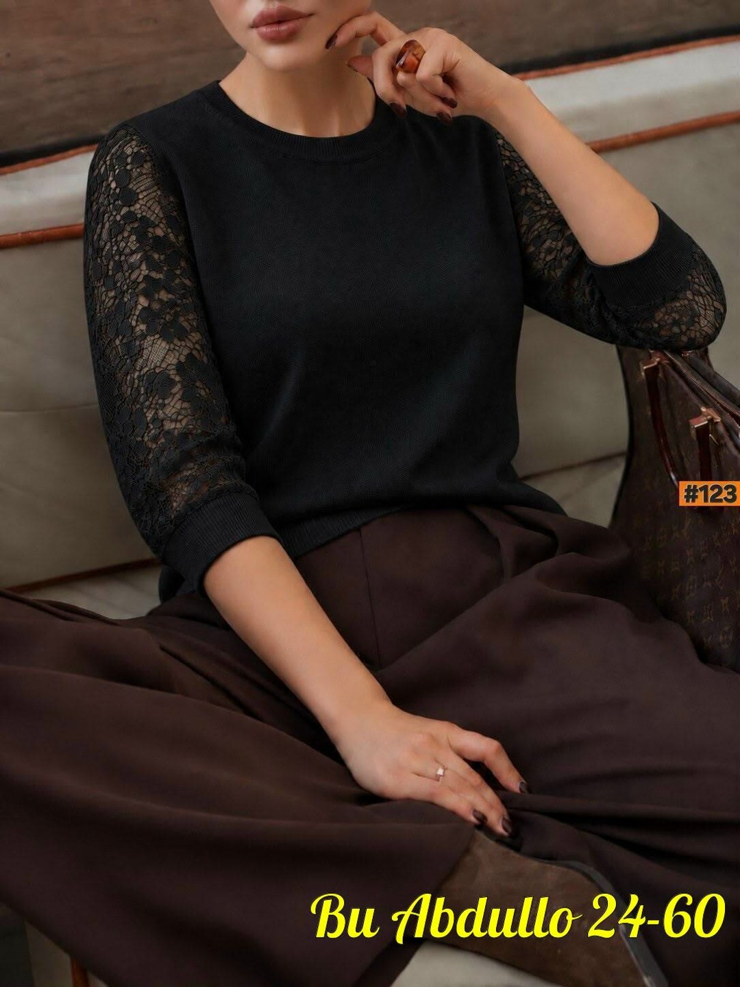 кашемировый свитер с кружевными рукавами sofia cashmere черный,кофта с кружевами,кашемировые кофты с кружевом,женская кофта,кофта с кружевными рукавами