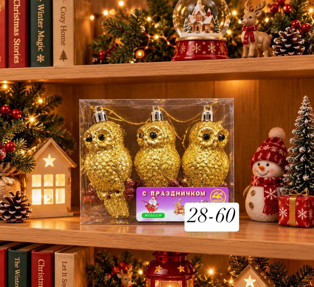 елочные игрушки сова,набор ёлочных игрушек сова и совушка коричневые irena-co,елочное украшение сова,набор ёлочных игрушек совы,елочное украшение совушки зимнее волшебство