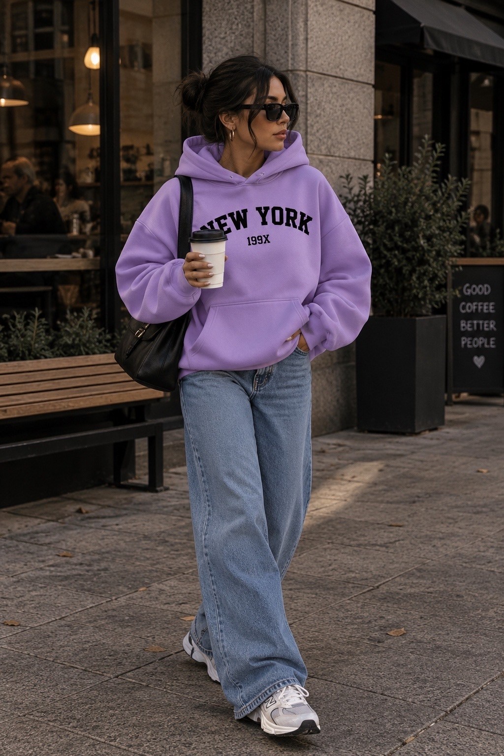 oversized hoodie,модные оверсайз джинсы,модные джинсы,джинсы и толстовка