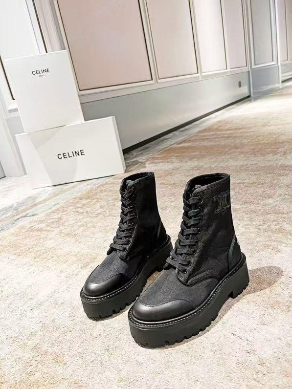 ,женские ботинки,celine ботинки,модные новые женские ботинки из натуральной кожи на толстой подошве,ботинки модные