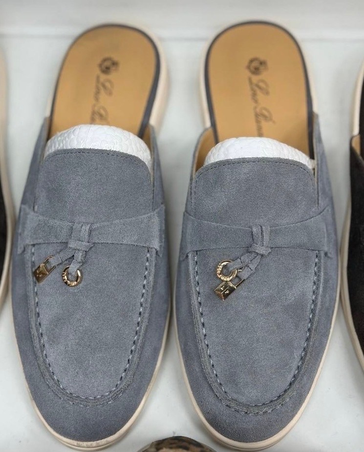 мюли loro piana,женские замшевые мюли loro piana голубые,мюли лоро пиано женские,,мюли лоро пиано