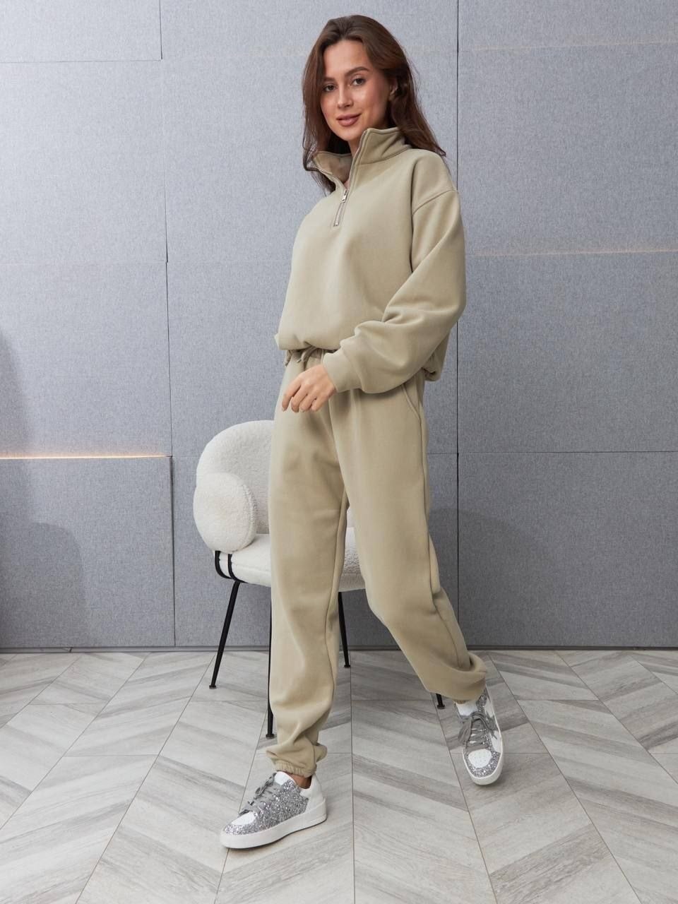 костюм спортивный california basic,спортивные костюм,спортивный костюм женский,костюм женский,бежевый костюм