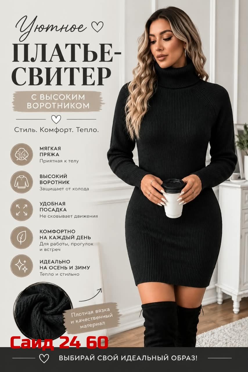 платье,платье лапша черное,платье свитер,платье женское,платье вязаное