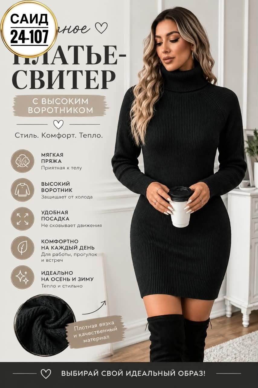 платье-свитер,бежевое платье свитер,вязаные платья,теплое платье,платье-свитер на осень-зиму 2025/2026